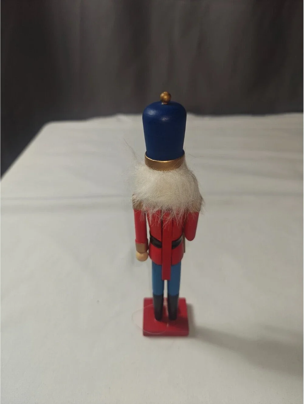 Vintage Wooden Nutcracker Soldier Red Blue Uniform Christmas Decor 9 Inch